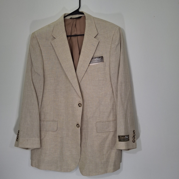 Joseph A. Bank Tan Linen and Wool Sport Coat ize 46R